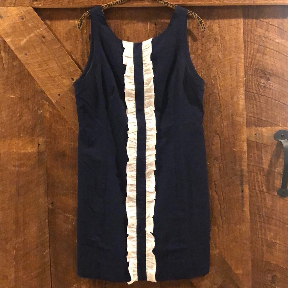 Lauren James Seersucker Shift Dress - L